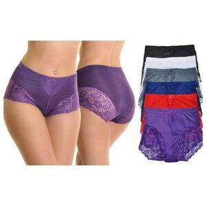 6-Pack High Waist Floral Feminine Charm Lace Panties – Multi-Color Bundle